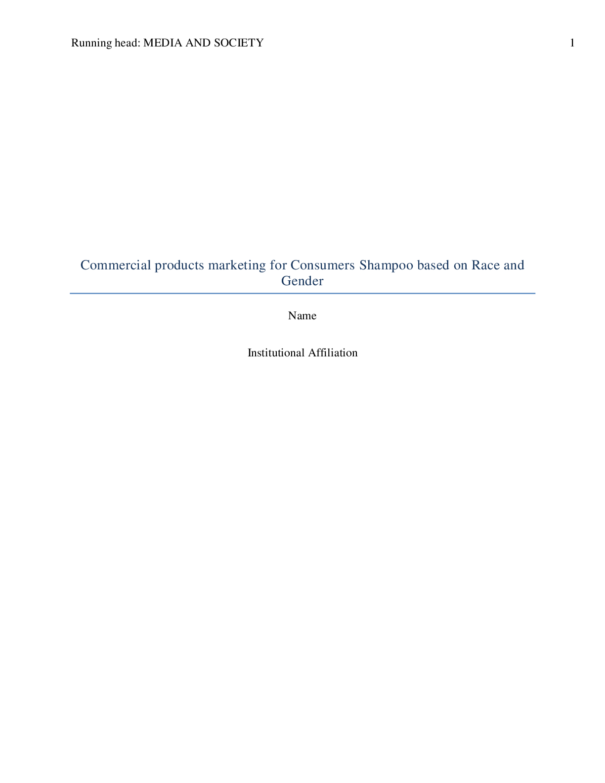 Preview image for Commercial products marketing for Consumers Shampoo based on Race and Gender